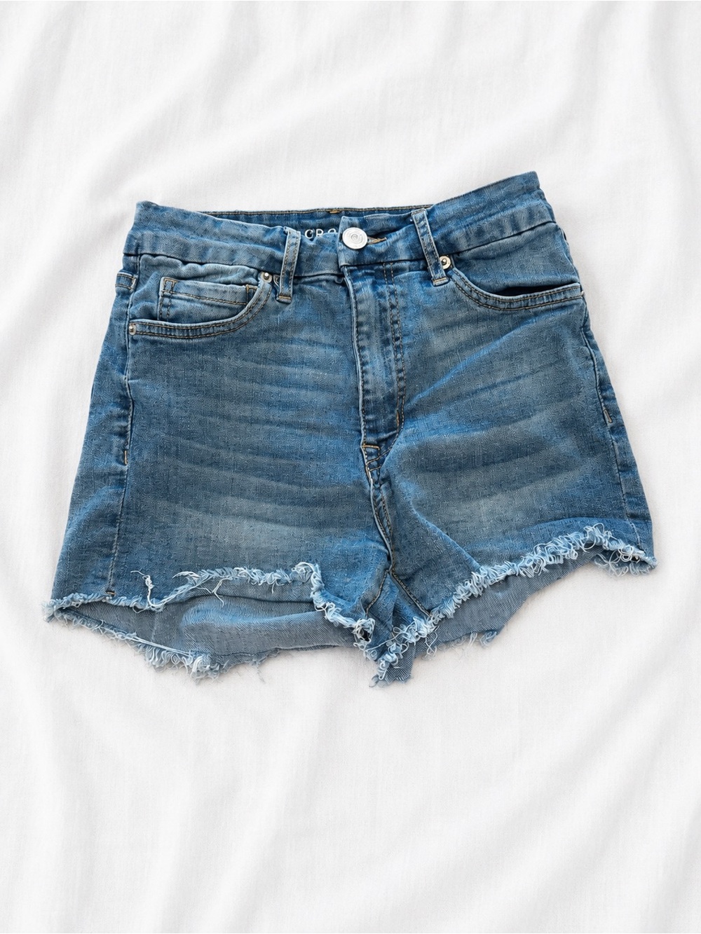 Aeropostale Frayed Hem Denim Shorts - Blue